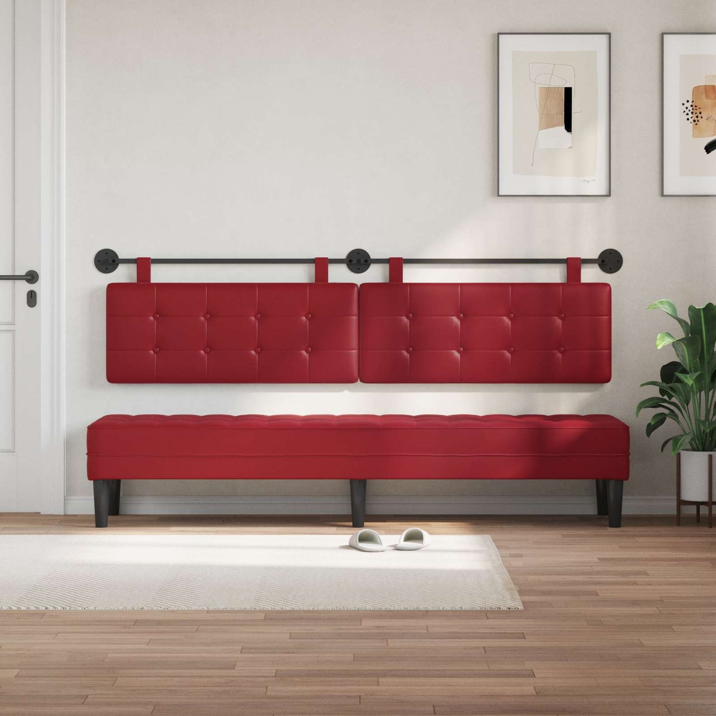 Testata appesa Rosso Vino 210 x 55 x 5 cm Pelle Sintetica