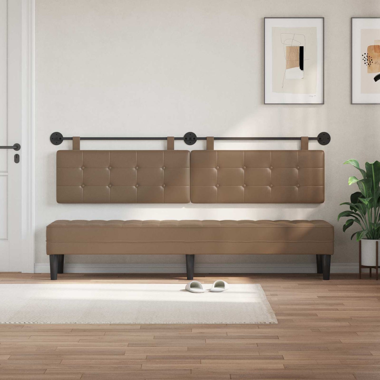 Testata appesa Cappuccino 210 x 55 x 5 cm Pelle Sintetica