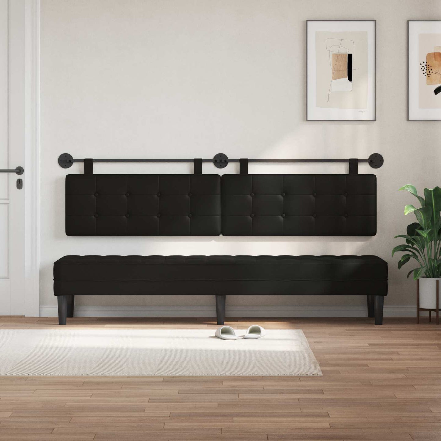 Testata appesa Nero 210 x 55 x 5 cm Pelle Sintetica