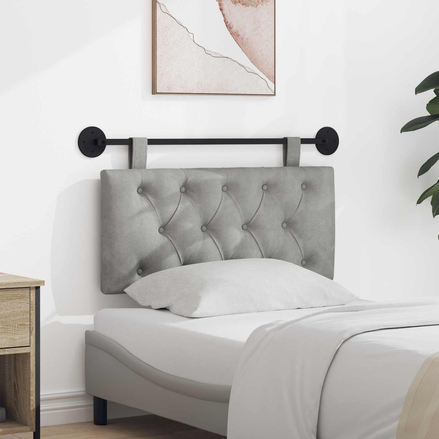 Testata appesa Grigio chiaro 90 x 55 x 7 cm Velluto