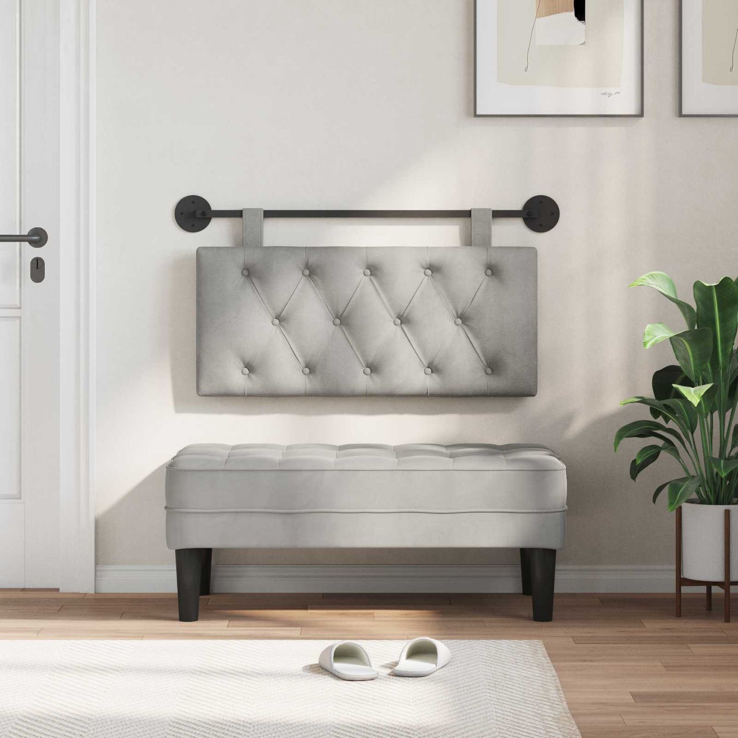 Testata appesa Grigio chiaro 90 x 55 x 7 cm Velluto
