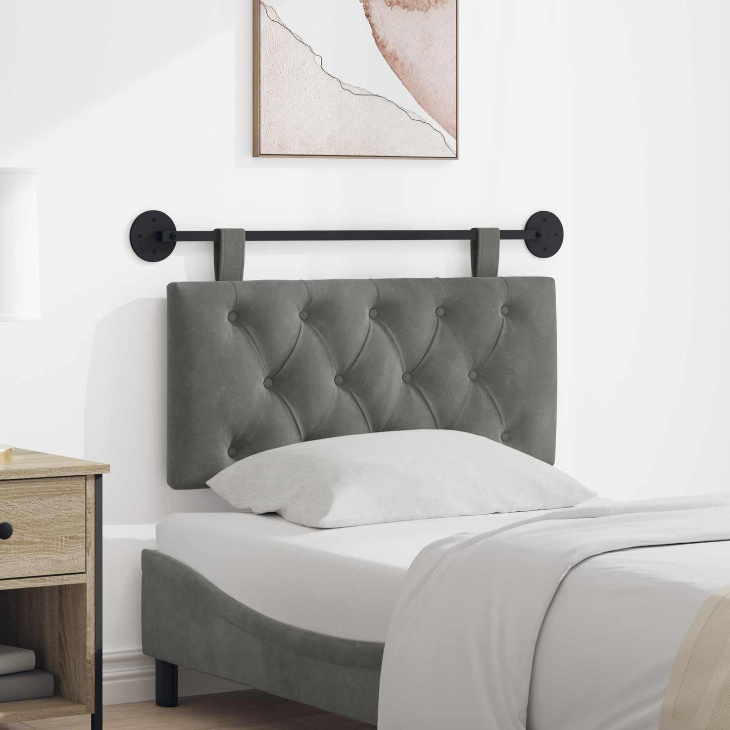 Testata appesa Grigio scuro 90 x 55 x 7 cm Velluto