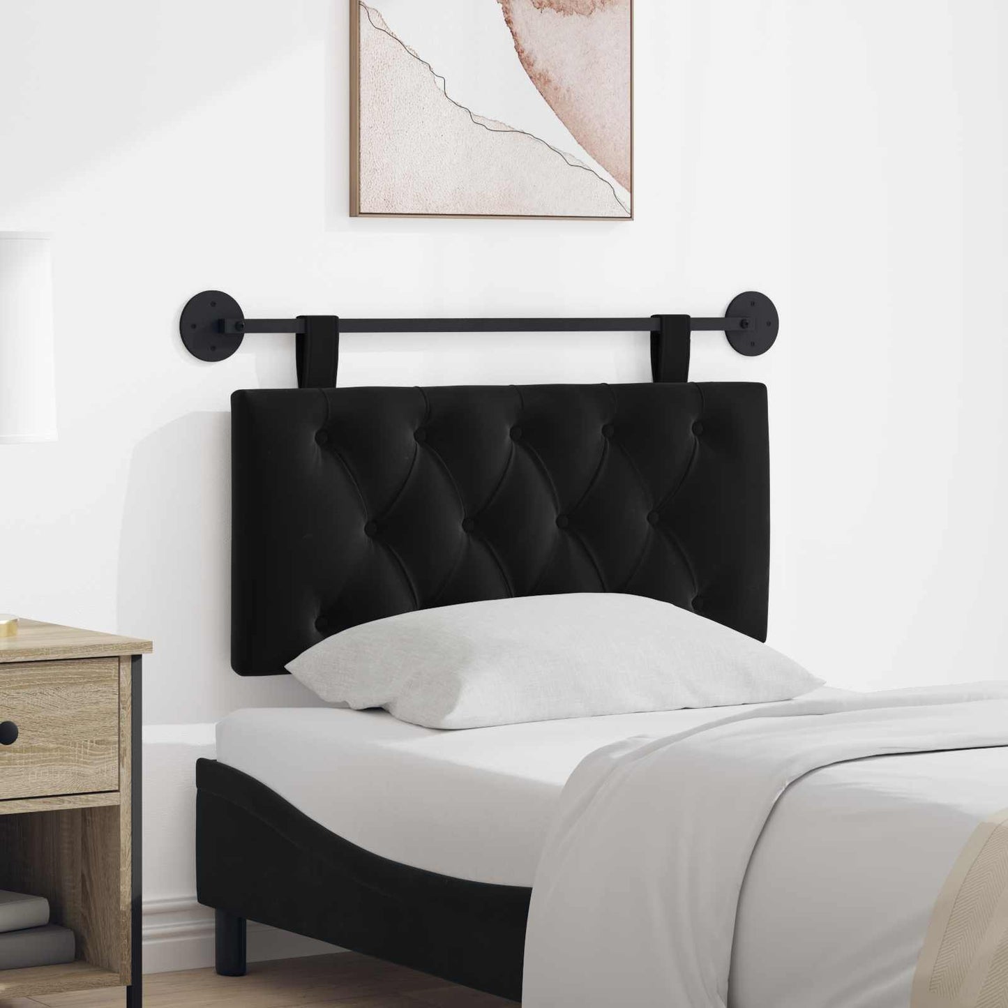 Testata appesa Montaggio a parete Nero 100 x 55 x 7 cm Velluto
