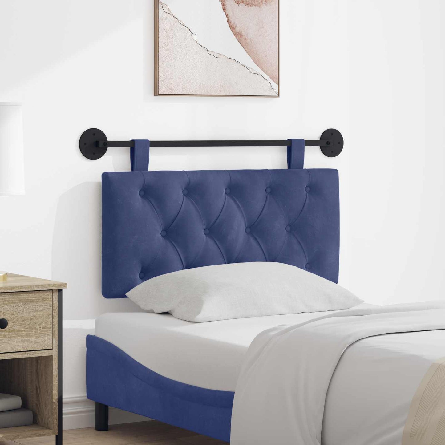 Testata appesa Blu Polizia 100 x 55 x 7 cm Velluto