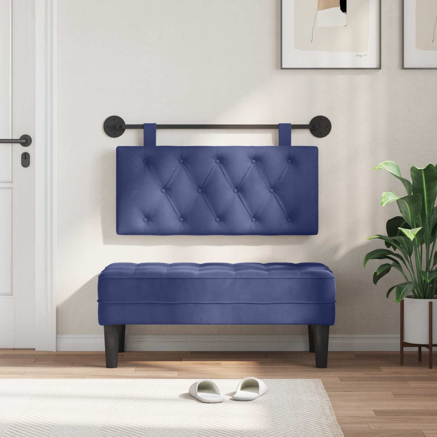 Testata appesa Blu Polizia 100 x 55 x 7 cm Velluto