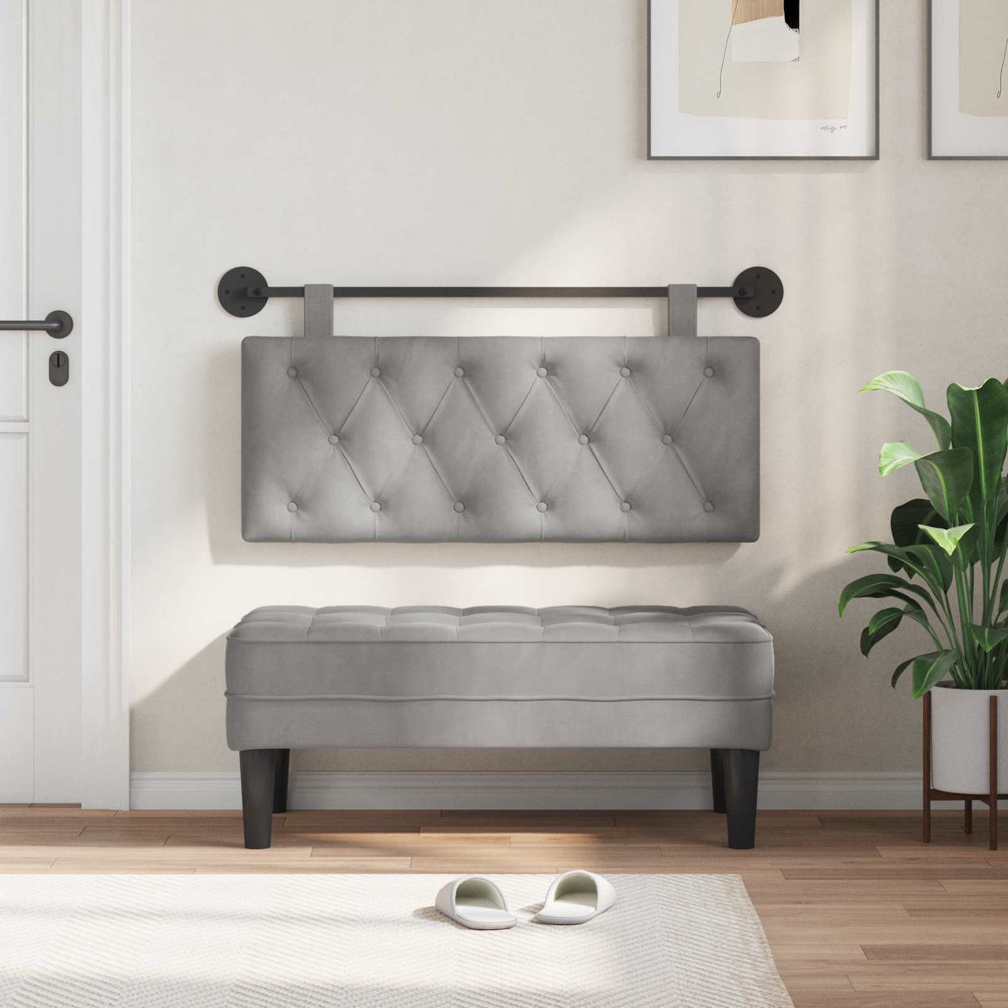 Testata appesa Grigio chiaro 110 x 55 x 7 cm Velluto