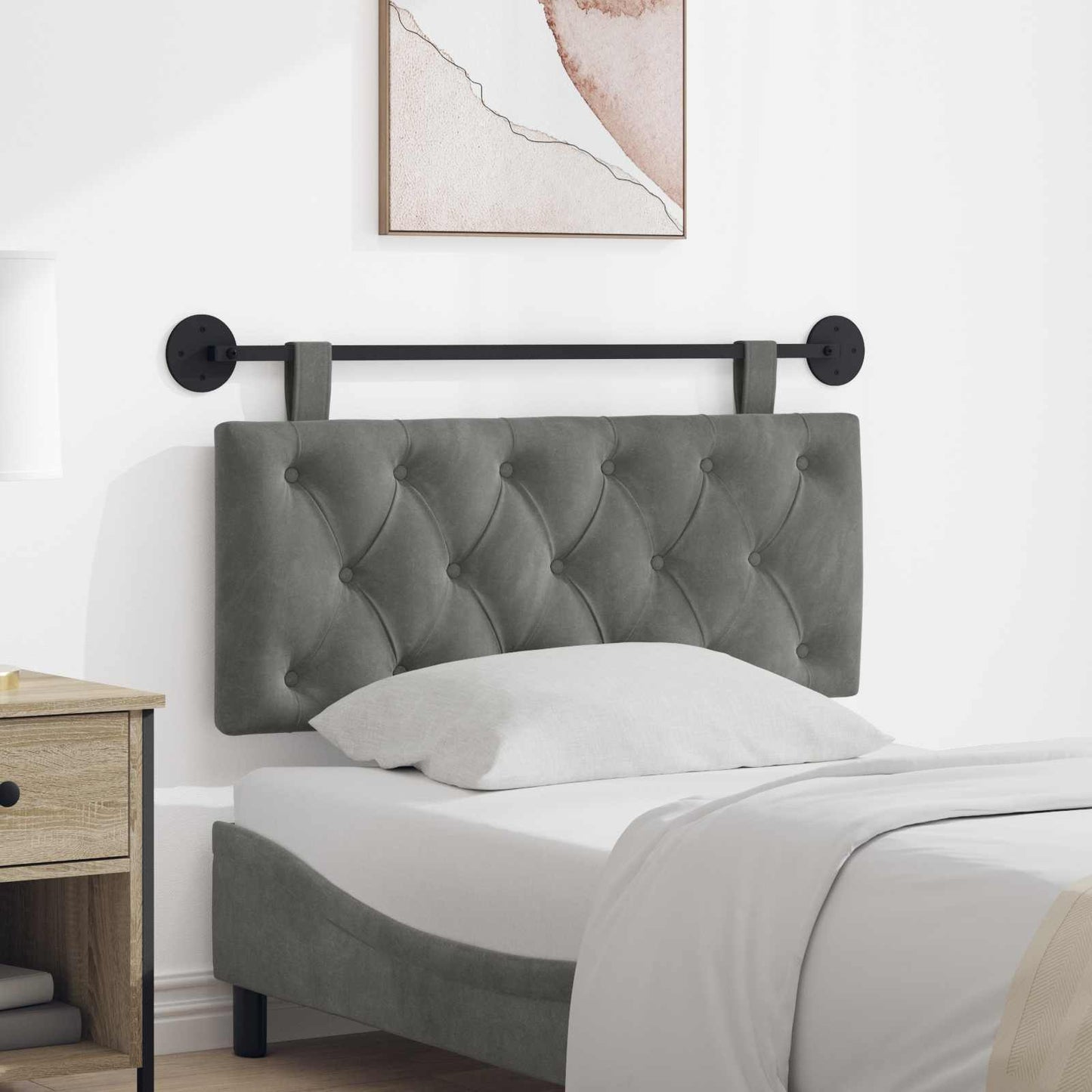 Testata appesa Grigio scuro 110 x 55 x 7 cm Velluto