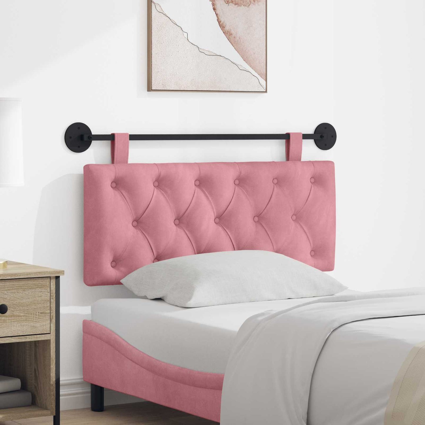 Testata appesa Montaggio a parete Rosa 110 x 55 x 7 cm Velluto