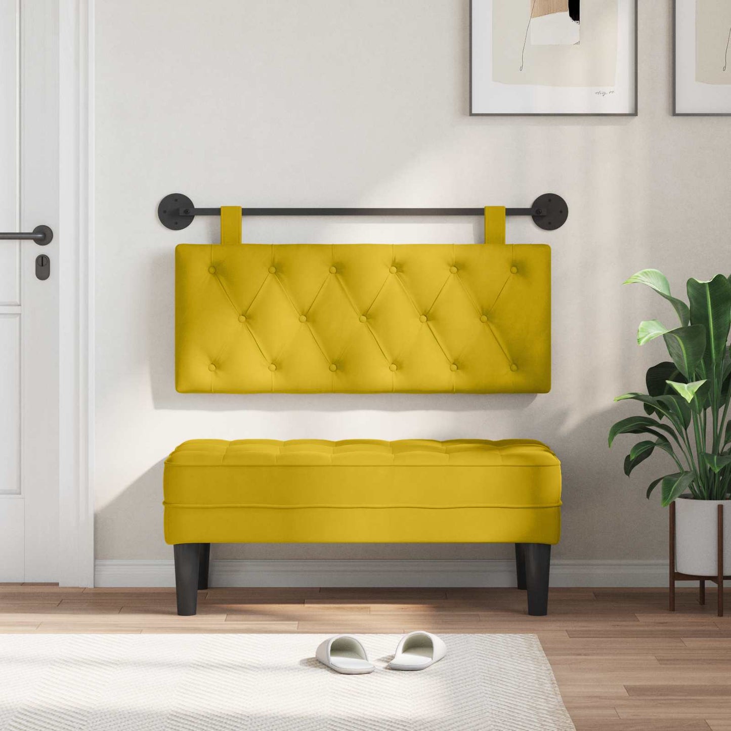 Testata appesa Giallo 110 x 55 x 7 cm Velluto
