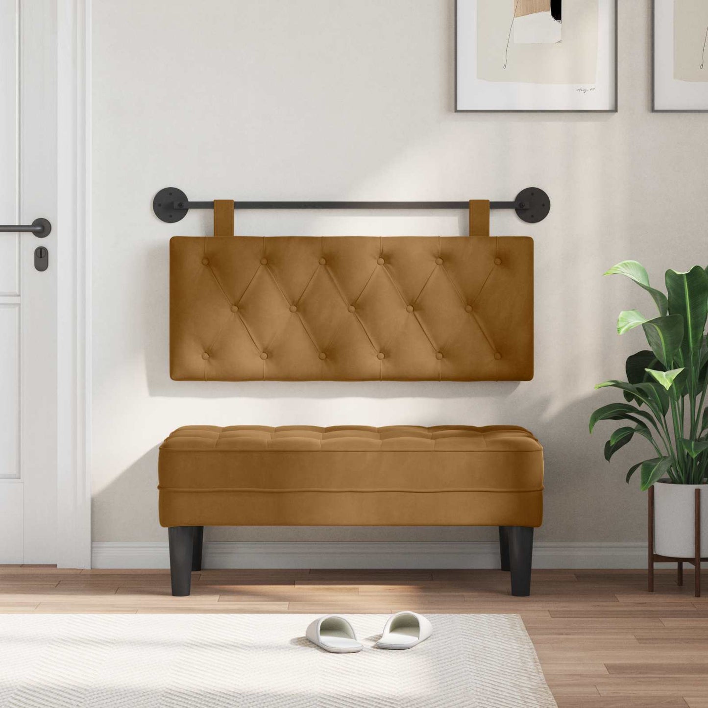 Testata appesa Marrone 110 x 55 x 7 cm Velluto