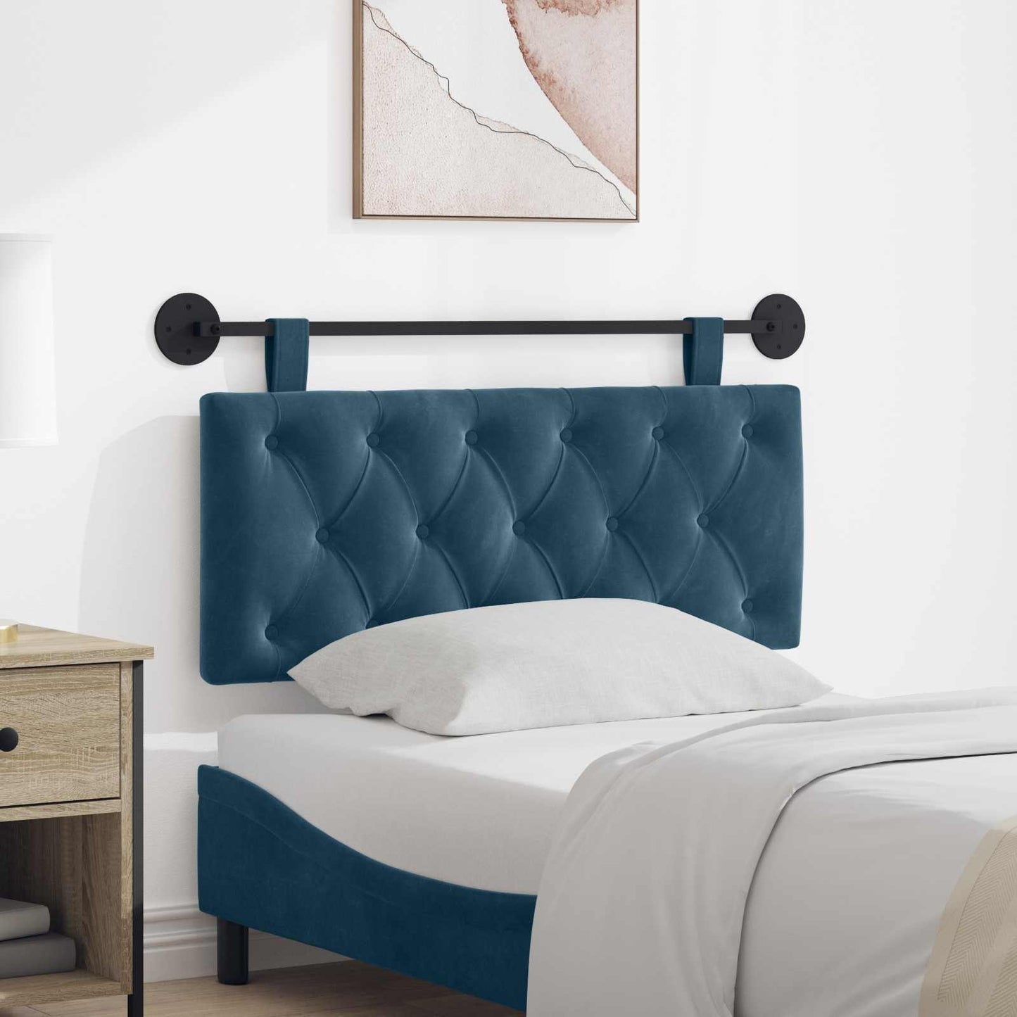 Testata appesa Montaggio a parete Blu 110 x 55 x 7 cm Velluto