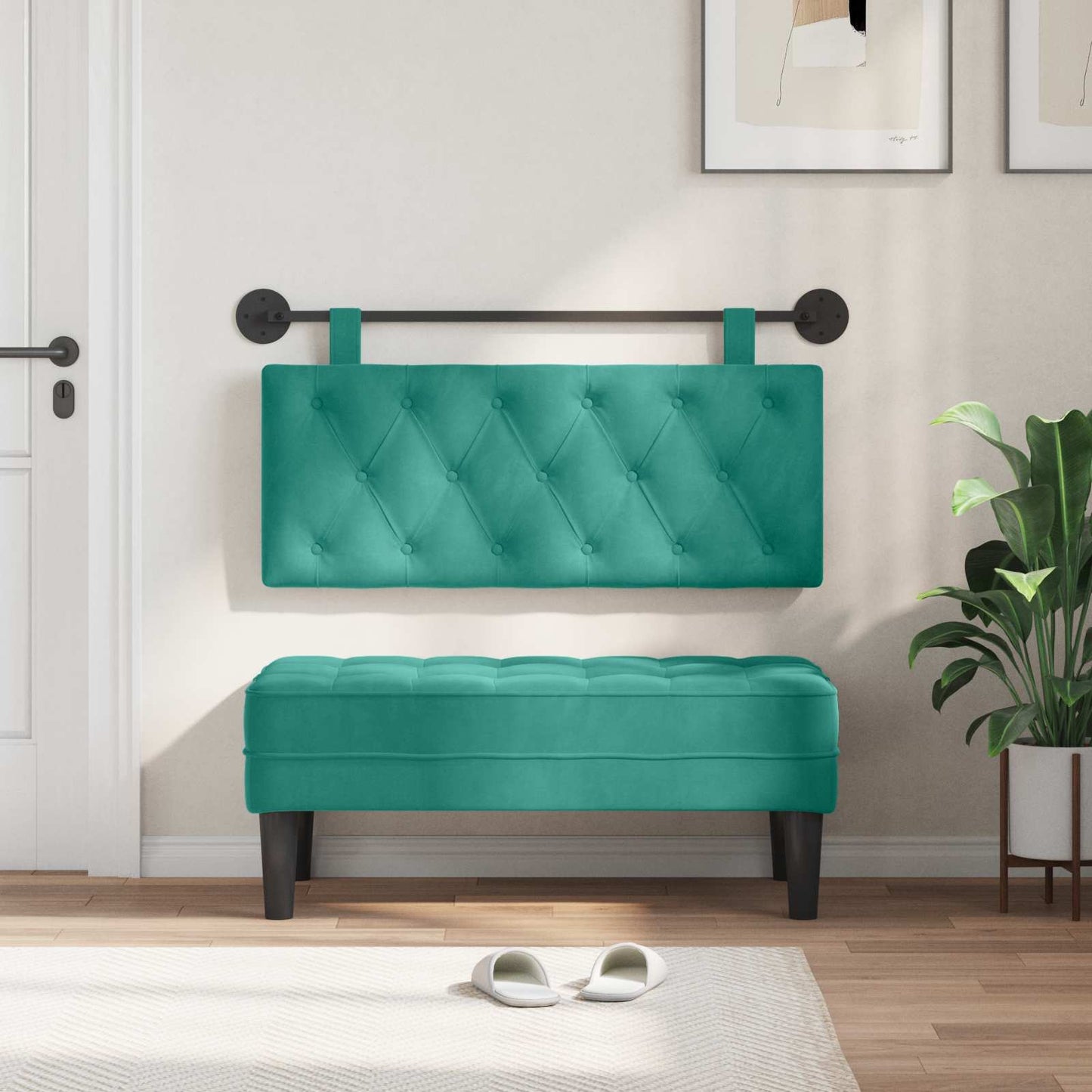Testata appesa Turchese 110 x 55 x 7 cm Velluto