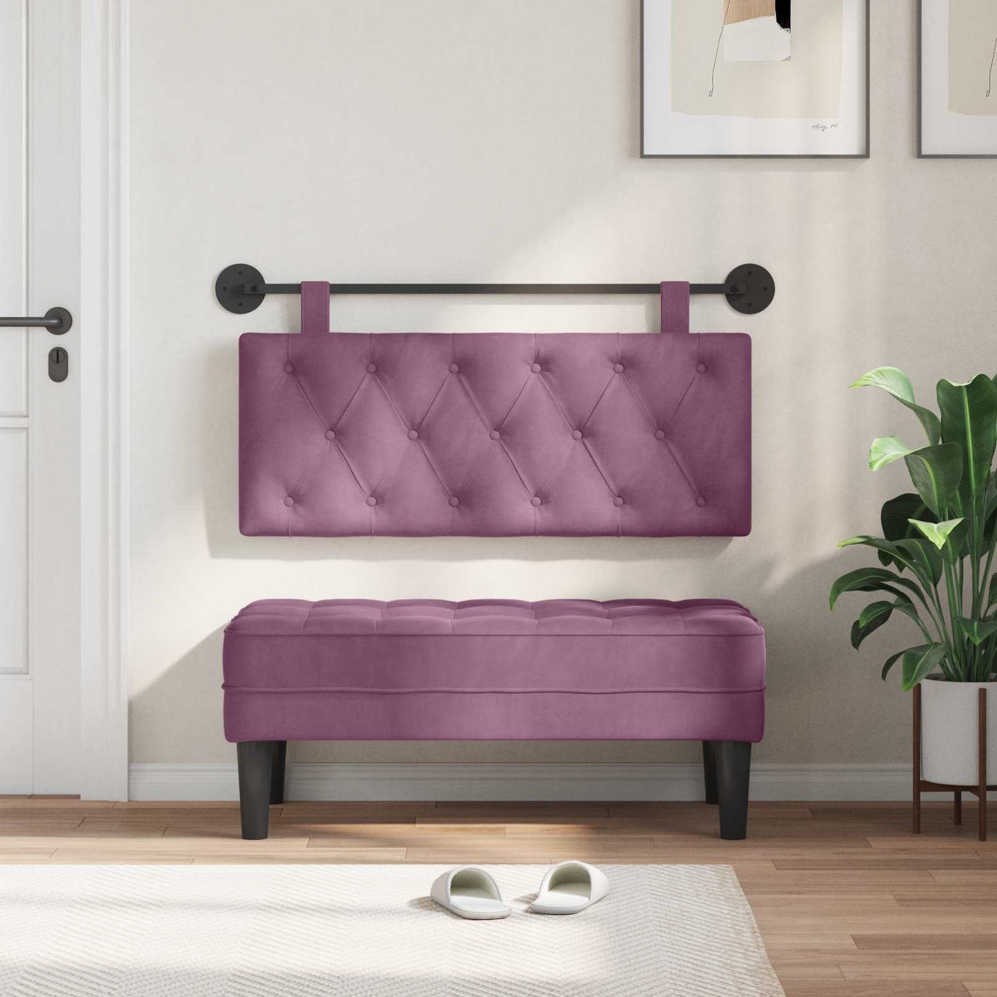 Testata appesa Montaggio a parete Viola 110 x 55 x 7 cm Velluto