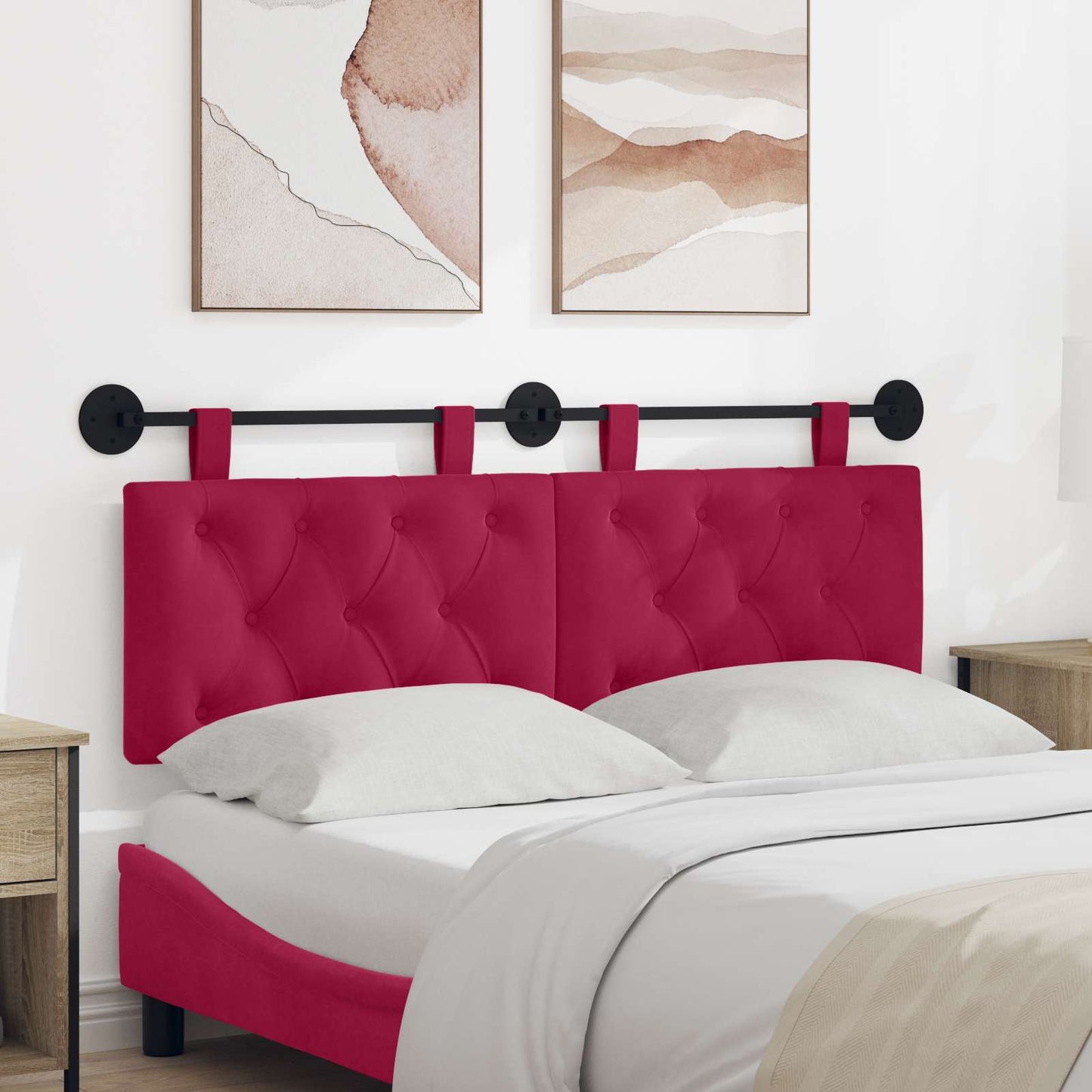 Testata appesa Rosso Vino 130 x 55 x 7 cm Velluto