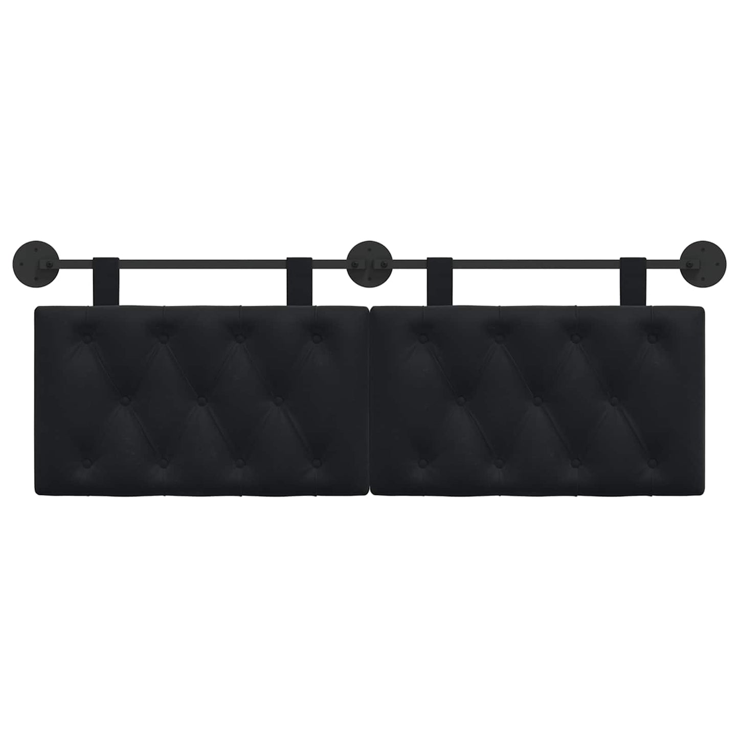 Testata appesa Montaggio a parete Nero 130 x 55 x 7 cm Velluto