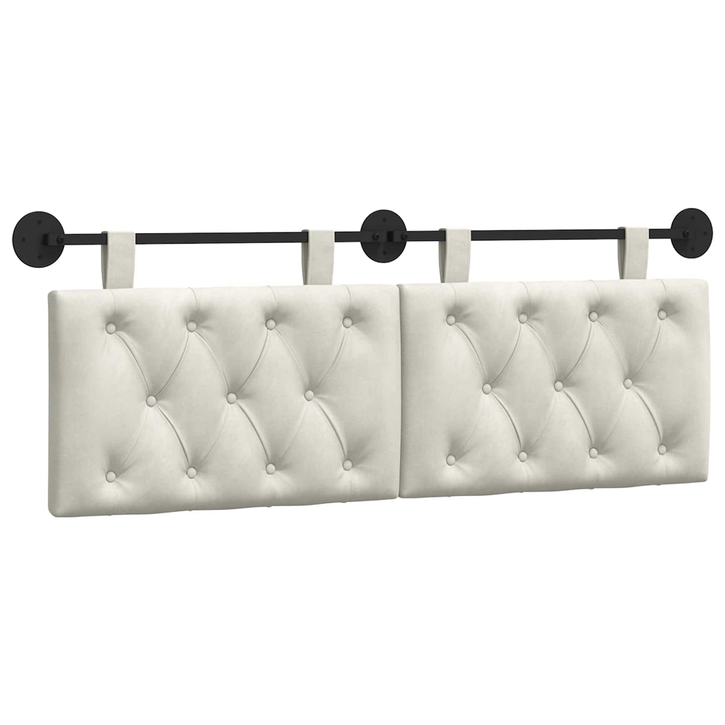 Testata appesa Montaggio a parete Crema 130 x 55 x 7 cm Velluto