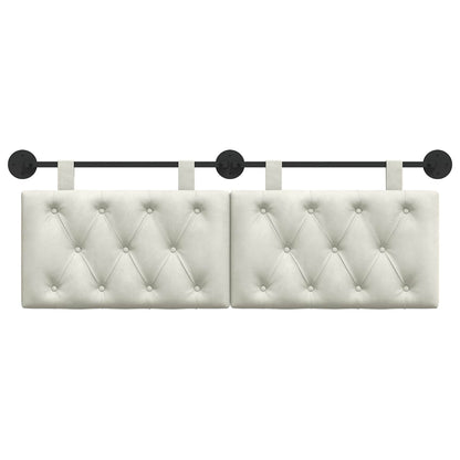 Testata appesa Montaggio a parete Crema 130 x 55 x 7 cm Velluto