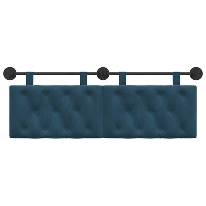 Testata appesa Montaggio a parete Blu 130 x 55 x 7 cm Velluto