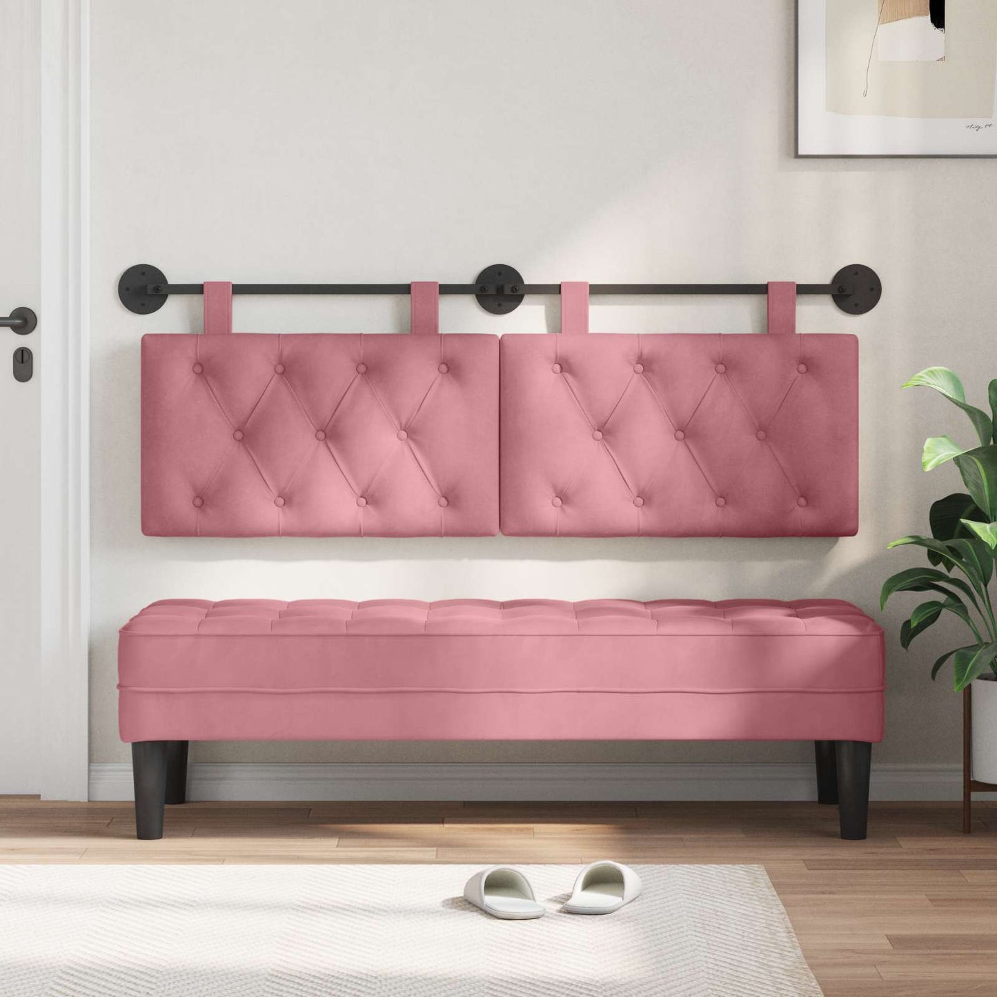 Testata appesa Montaggio a parete Rosa 150 x 55 x 7 cm Velluto