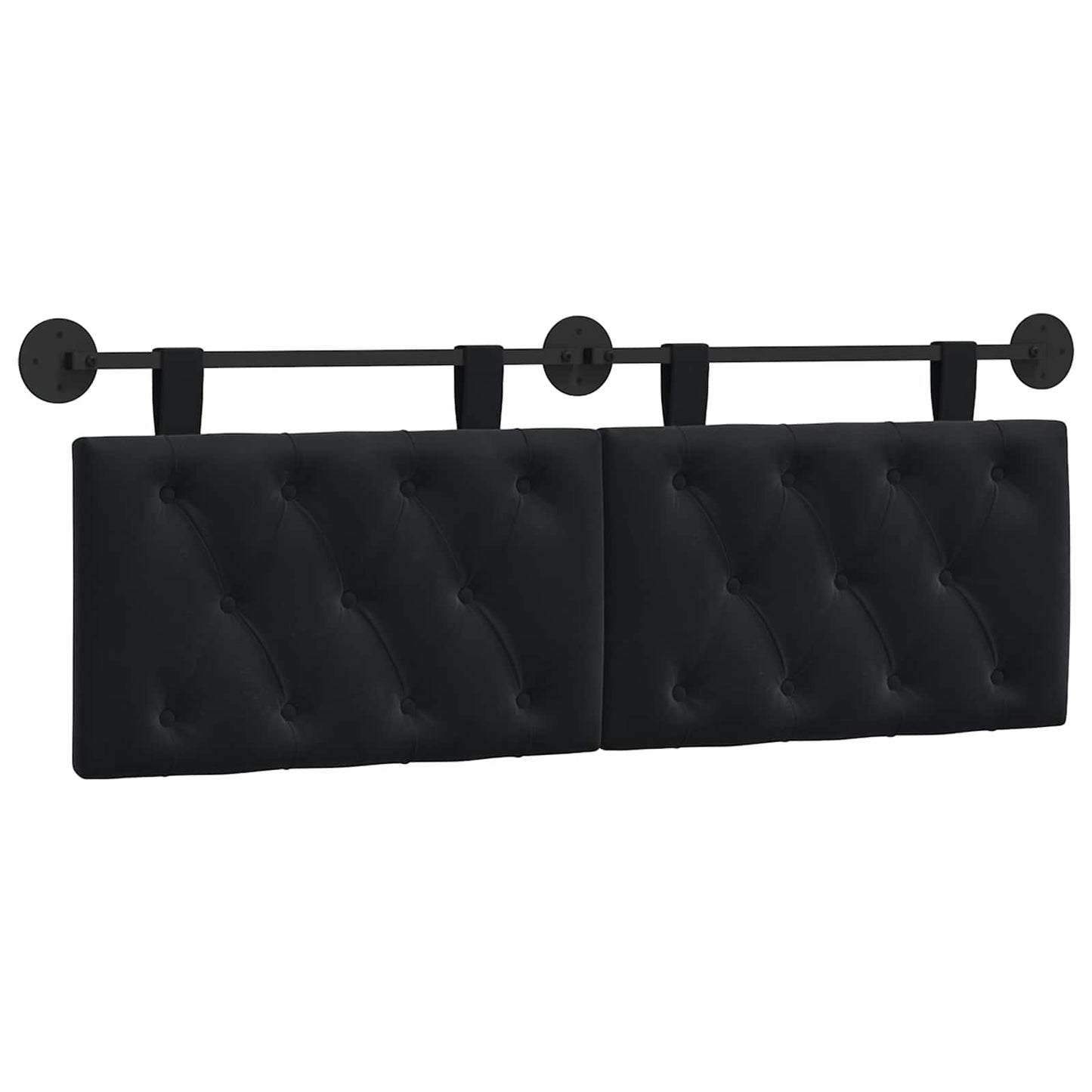 Testata appesa Montaggio a parete Nero 150 x 55 x 7 cm Velluto