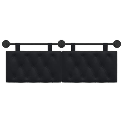 Testata appesa Montaggio a parete Nero 150 x 55 x 7 cm Velluto
