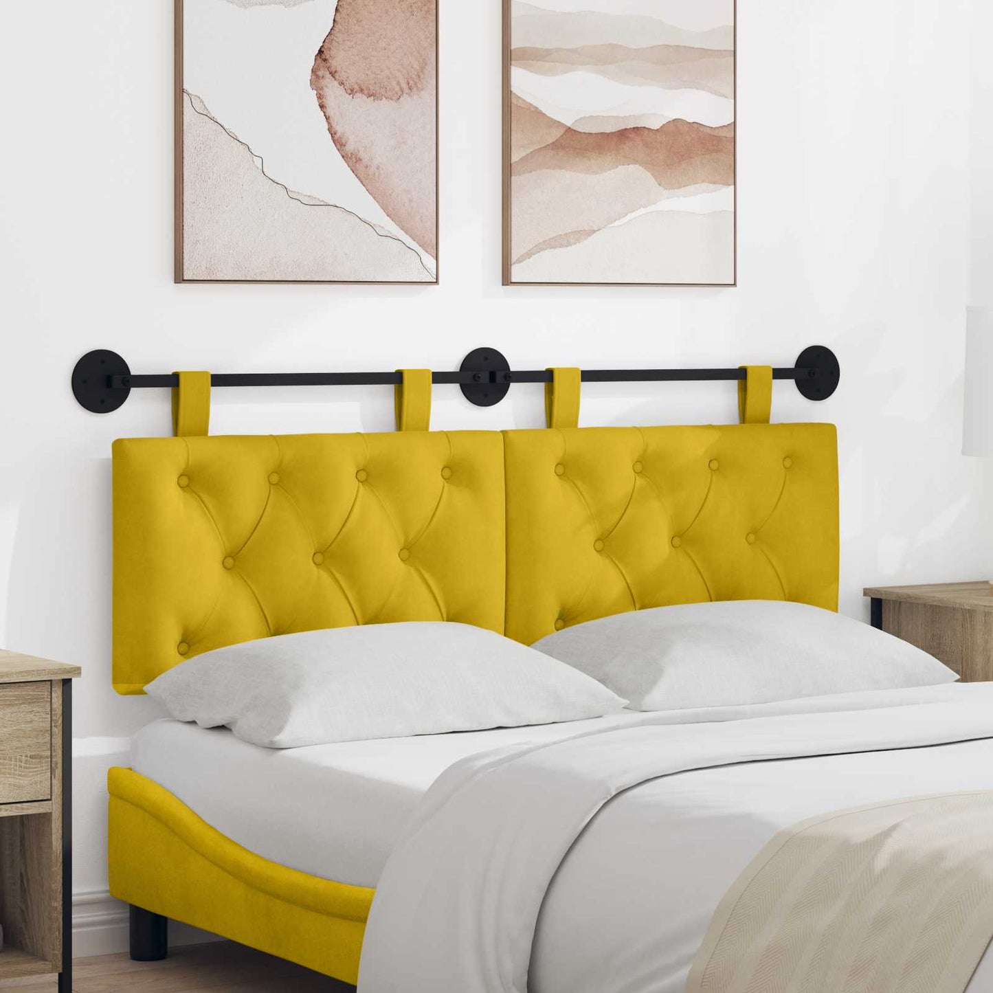 Testata appesa Giallo 150 x 55 x 7 cm Velluto