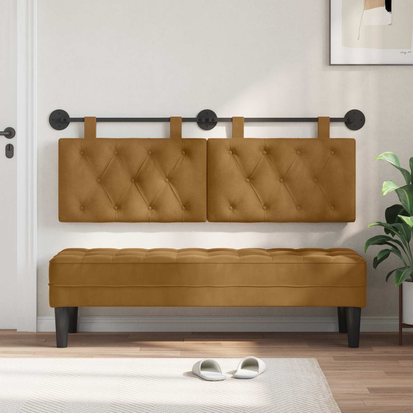 Testata appesa Marrone 150 x 55 x 7 cm Velluto