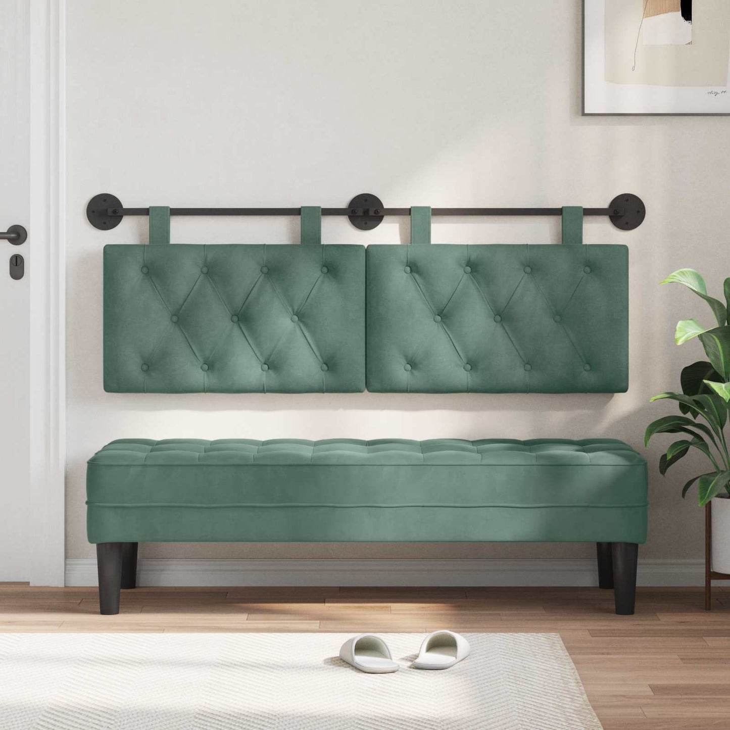 Testata appesa Verde Mare 150 x 55 x 7 cm Velluto