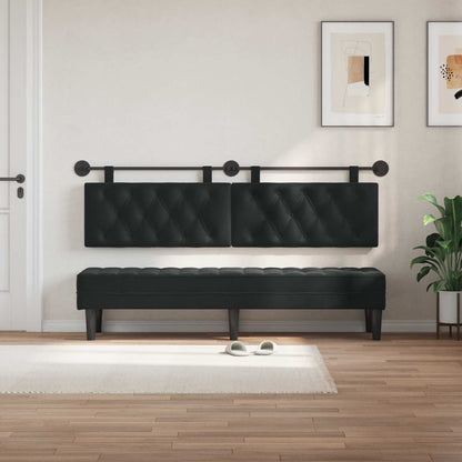 Testata appesa Montaggio a parete Nero 170 x 55 x 7 cm Velluto