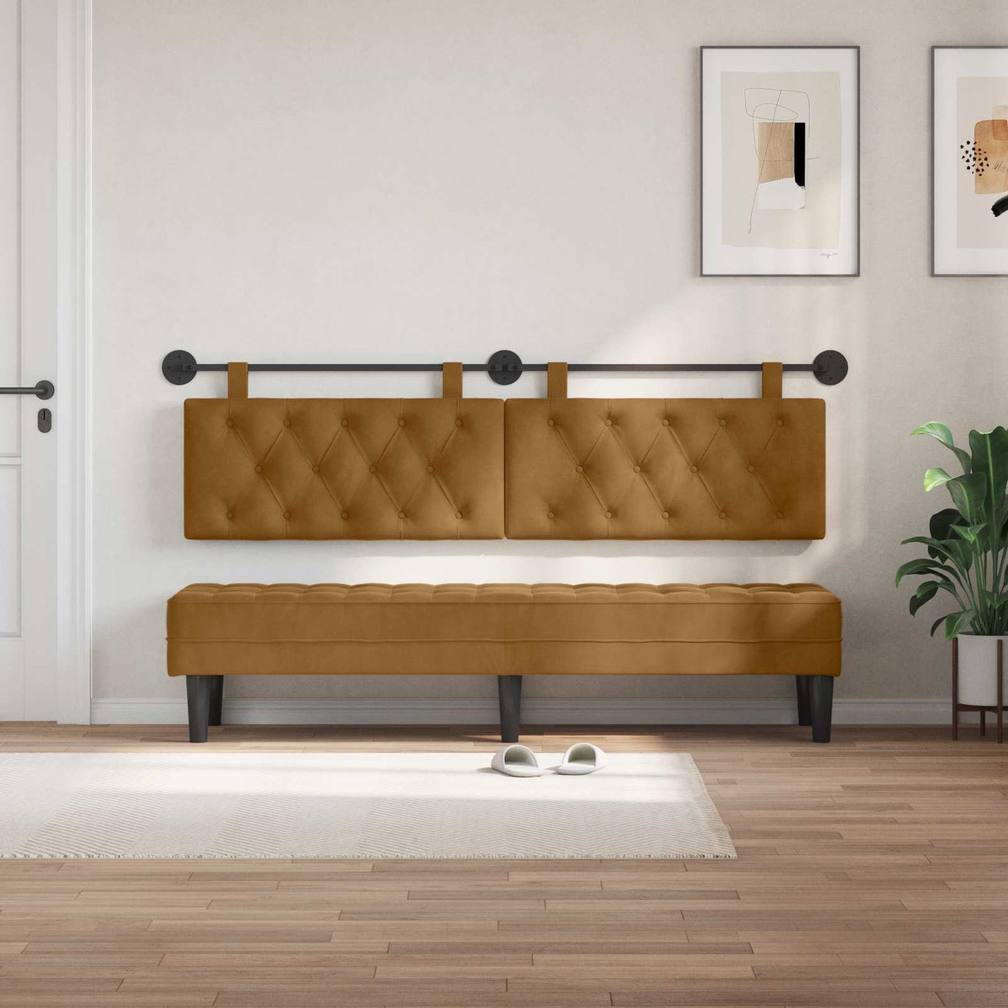 Testata appesa Marrone 170 x 55 x 7 cm Velluto