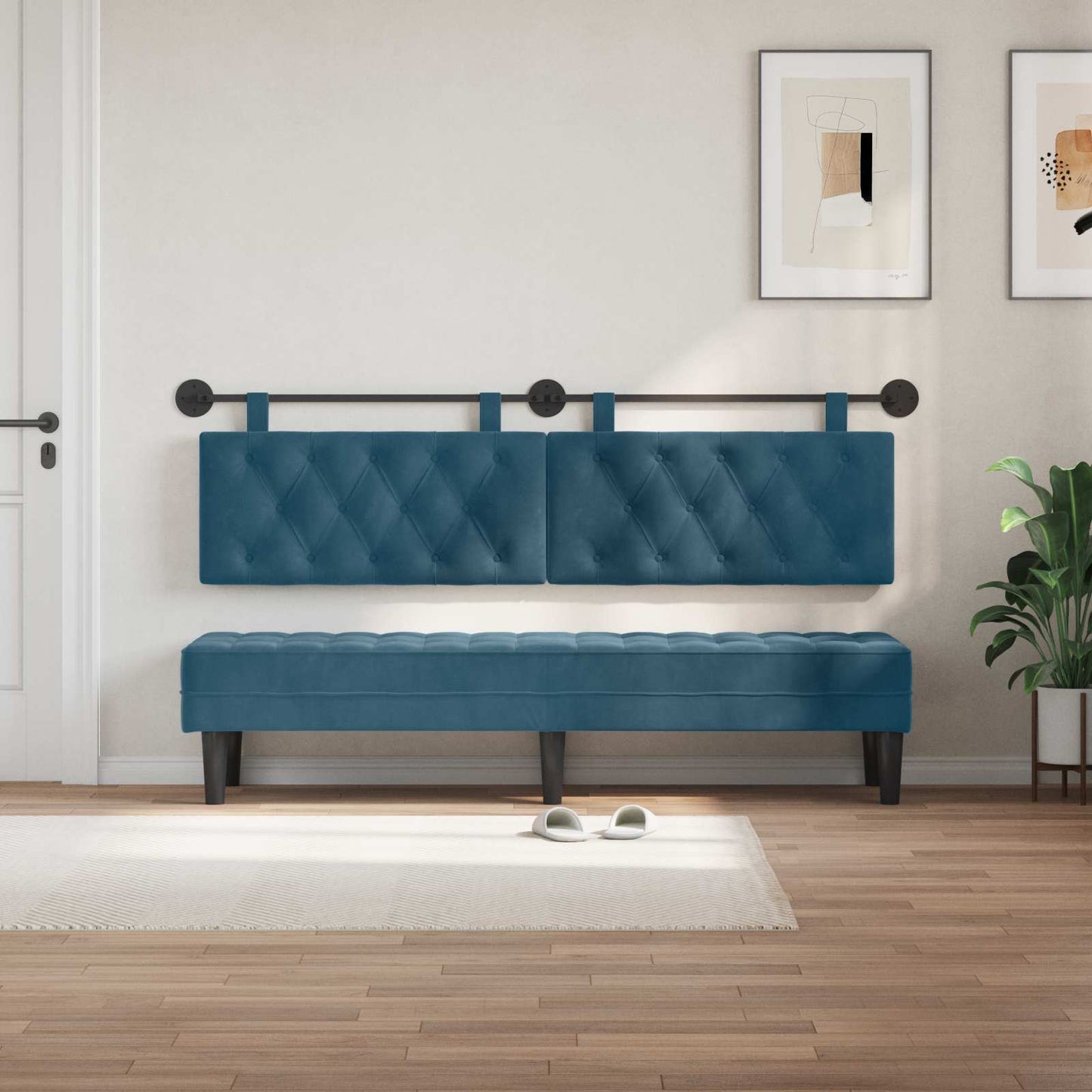 Testata appesa Montaggio a parete Blu 170 x 55 x 7 cm Velluto