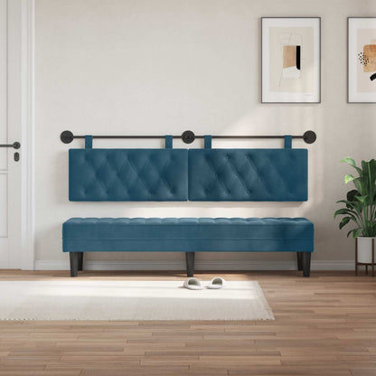 Testata appesa Montaggio a parete Blu 170 x 55 x 7 cm Velluto