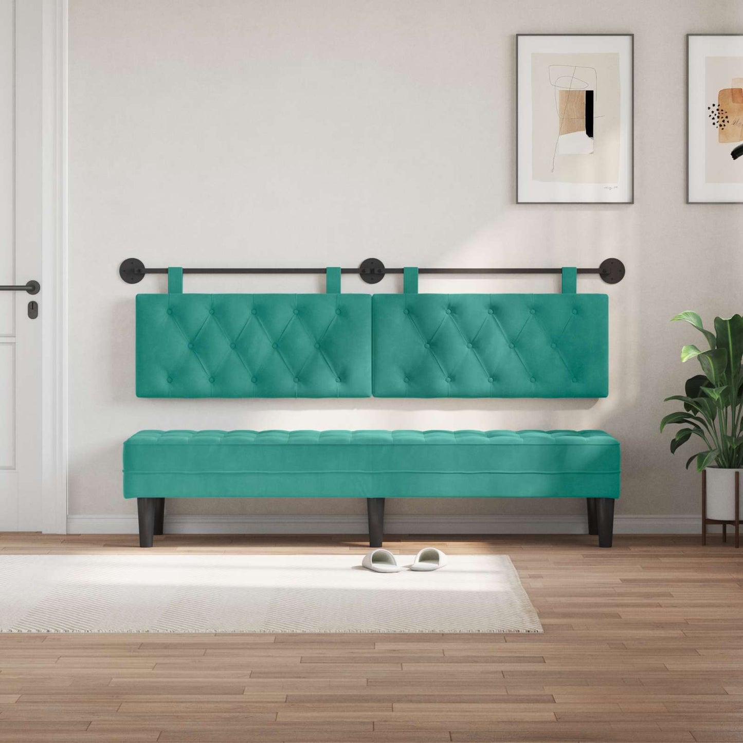 Testata appesa Turchese 170 x 55 x 7 cm Velluto
