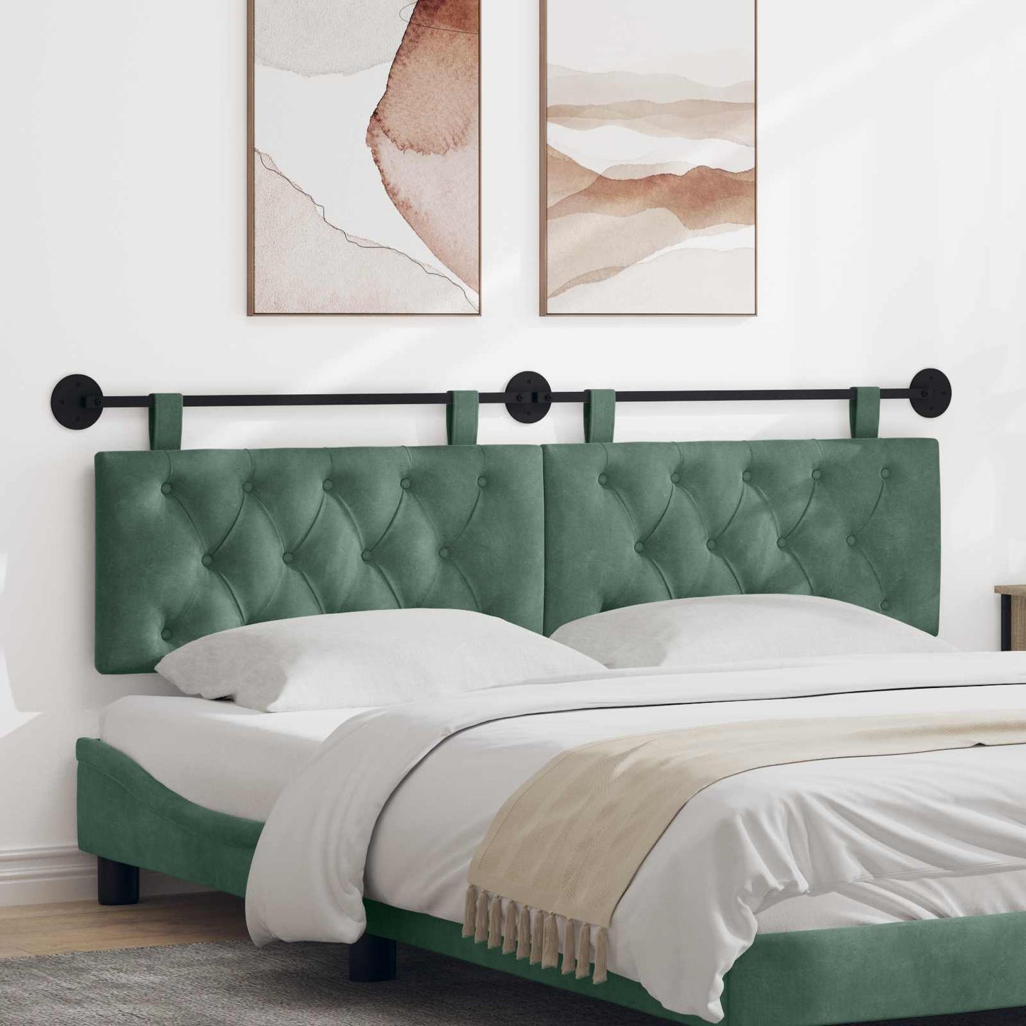 Testata appesa Verde Mare 170 x 55 x 7 cm Velluto