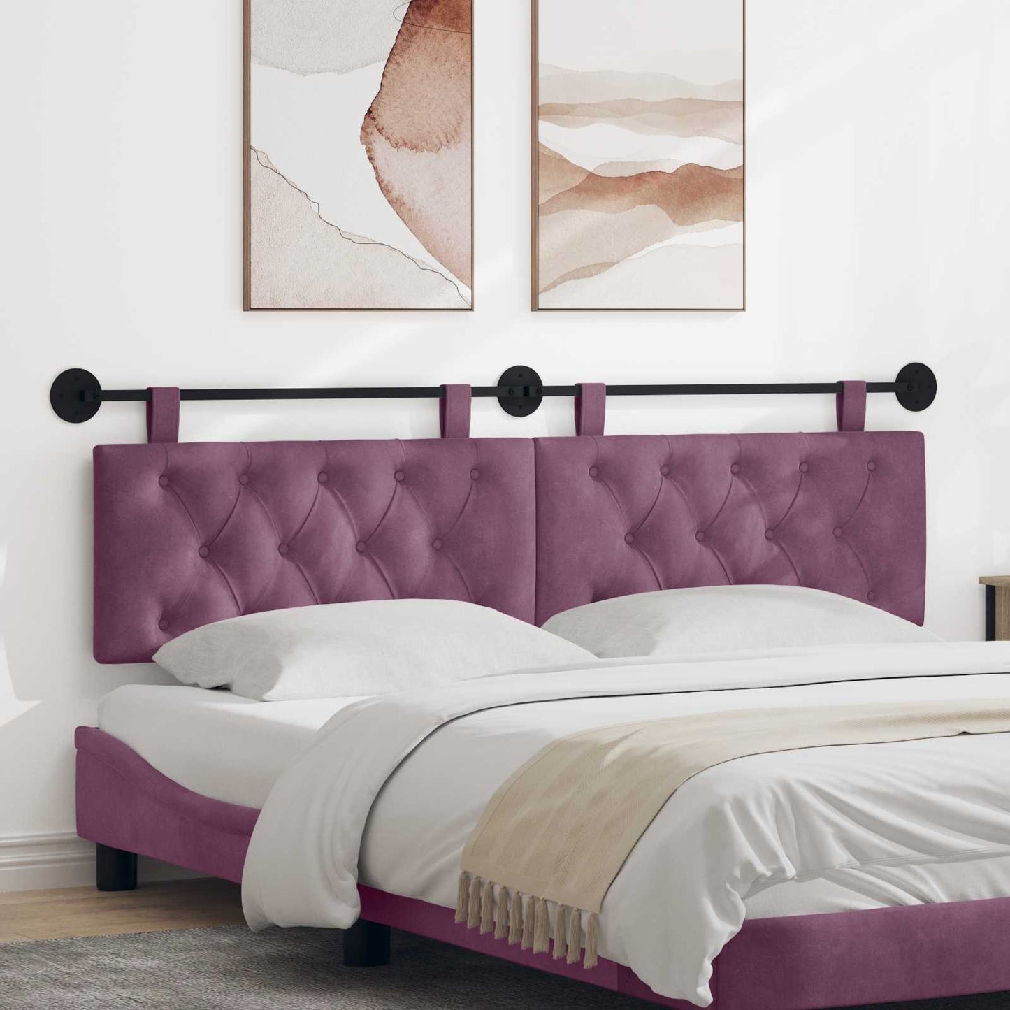 Testata appesa Montaggio a parete Viola 170 x 55 x 7 cm Velluto