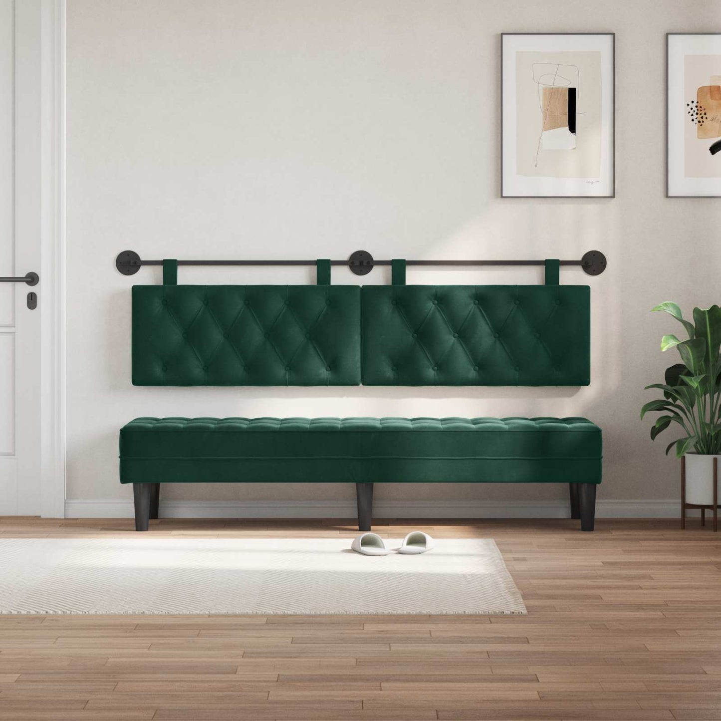 Testata appesa Verde Scuro 190 x 55 x 7 cm Velluto