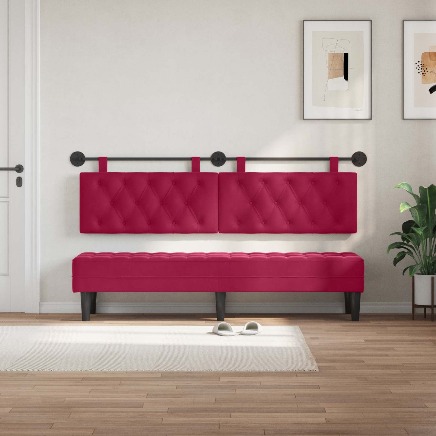 Testata appesa Rosso Vino 190 x 55 x 7 cm Velluto