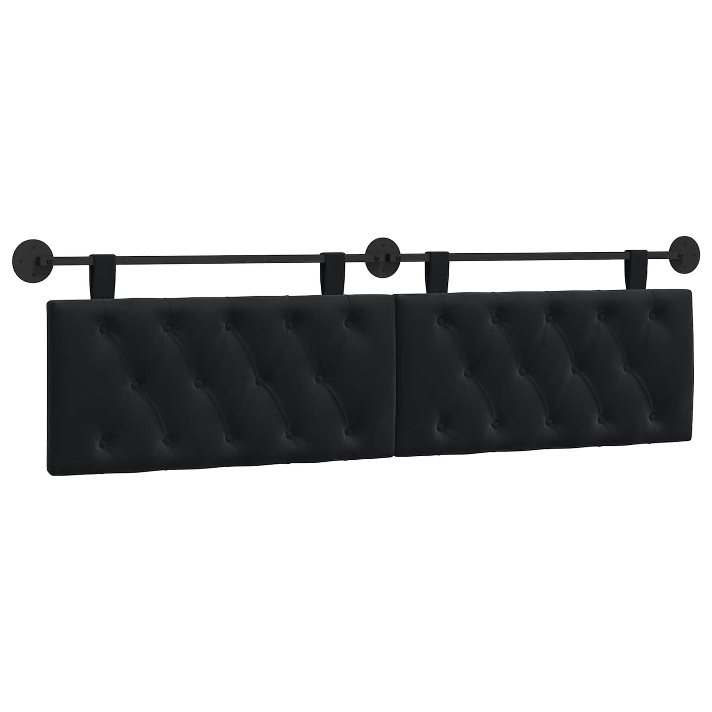 Testata appesa Montaggio a parete Nero 190 x 55 x 7 cm Velluto