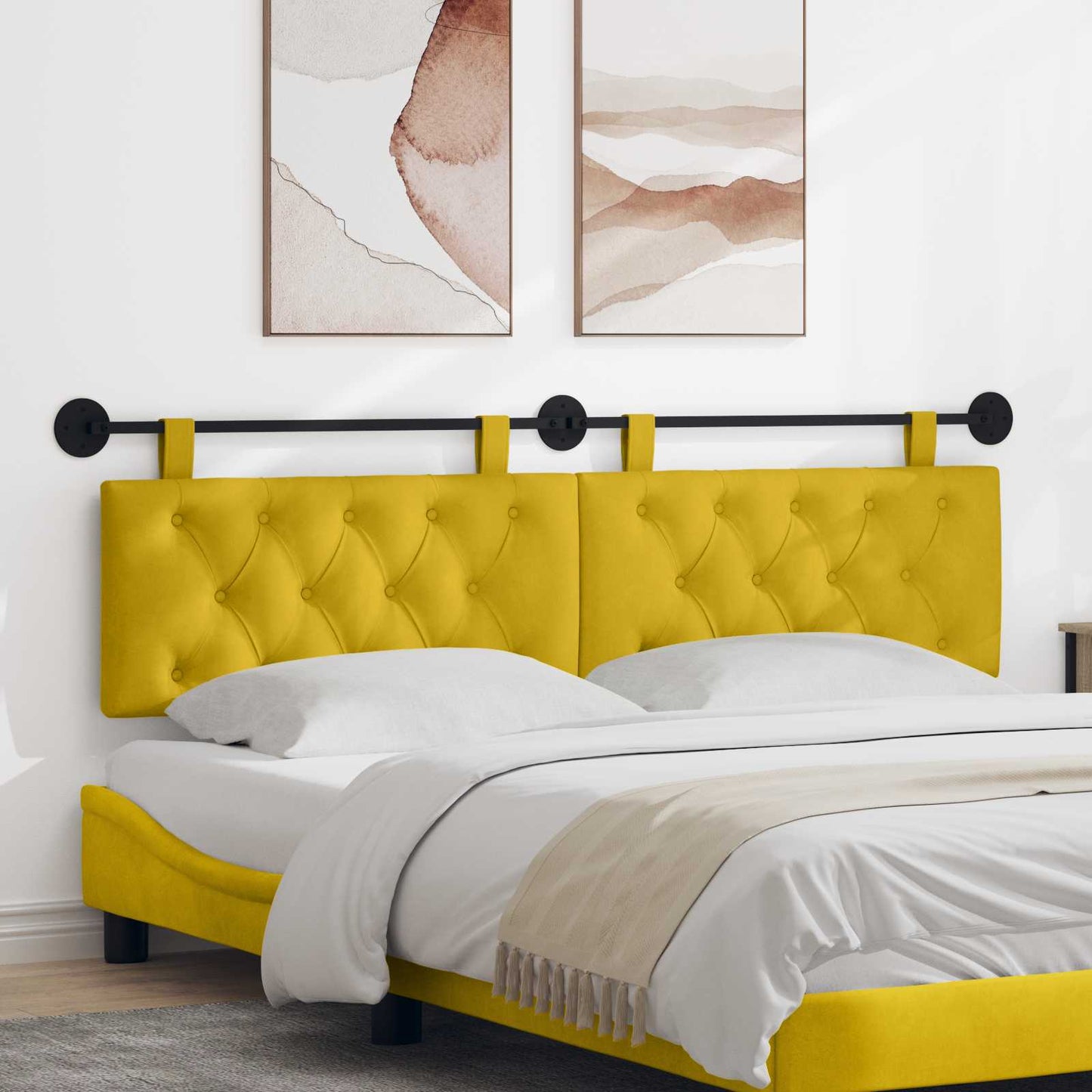 Testata appesa Giallo 190 x 55 x 7 cm Velluto