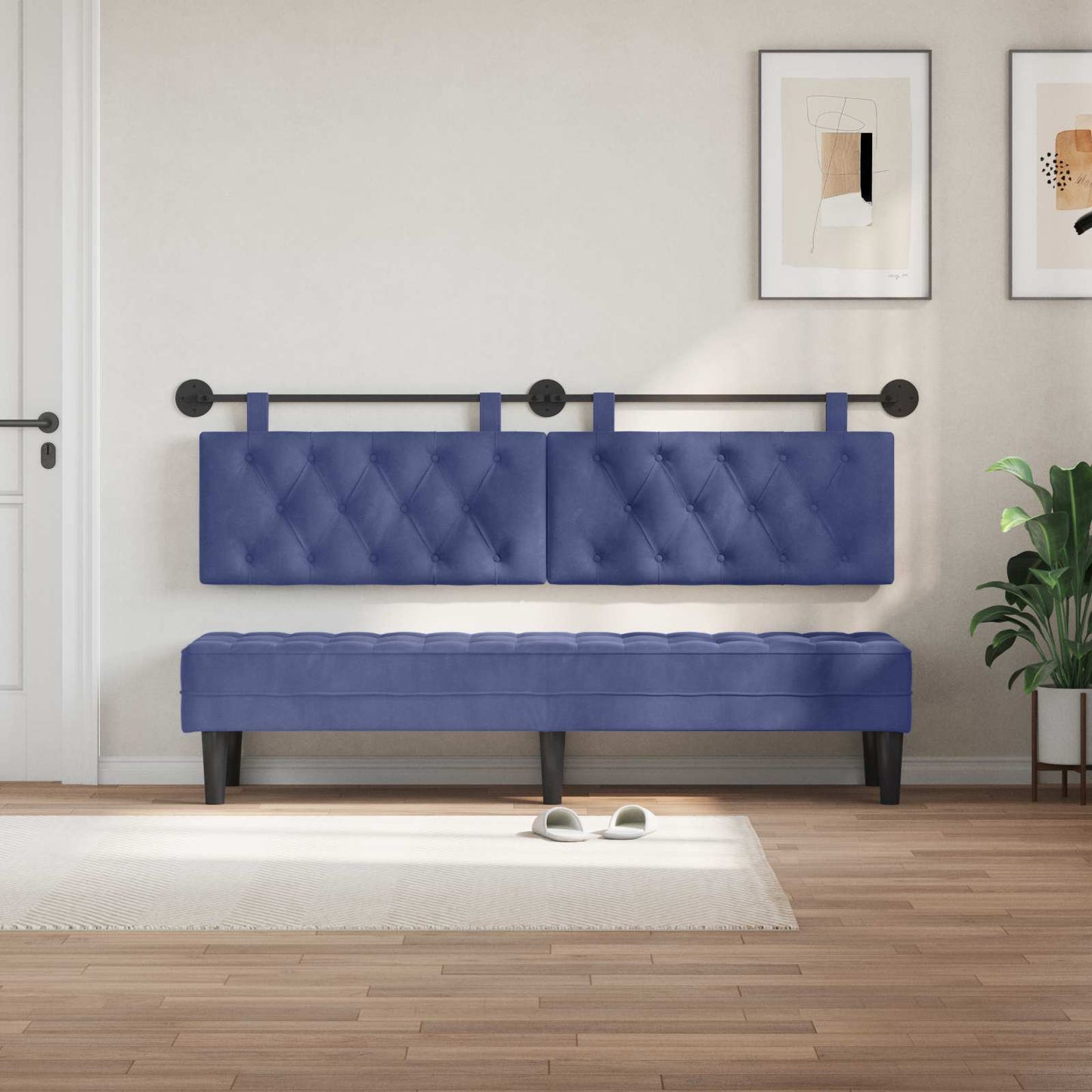 Testata appesa Blu Polizia 190 x 55 x 7 cm Velluto