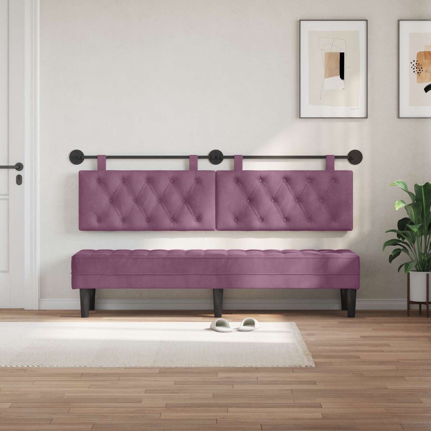Testata appesa Montaggio a parete Viola 190 x 55 x 7 cm Velluto