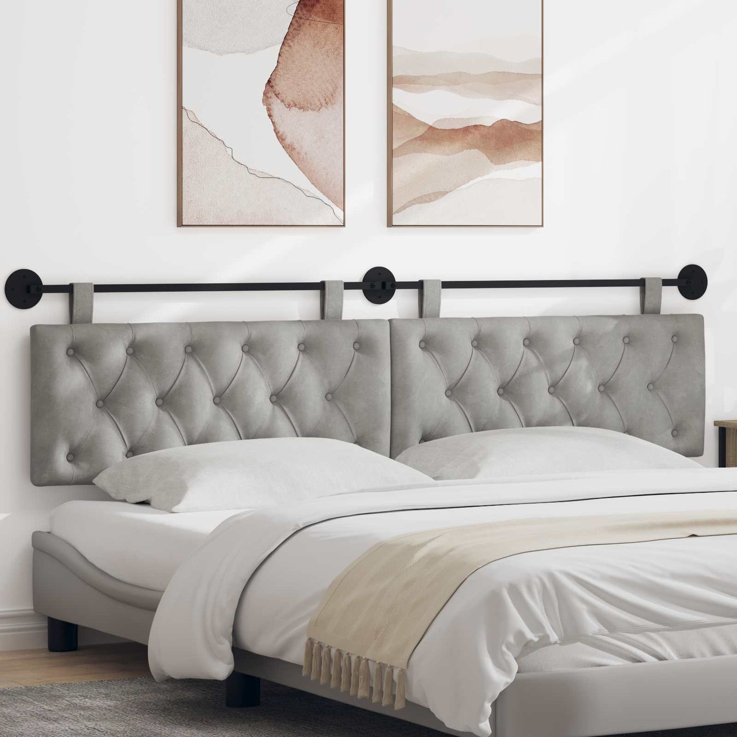 Testata appesa Grigio chiaro 210 x 55 x 7 cm Velluto