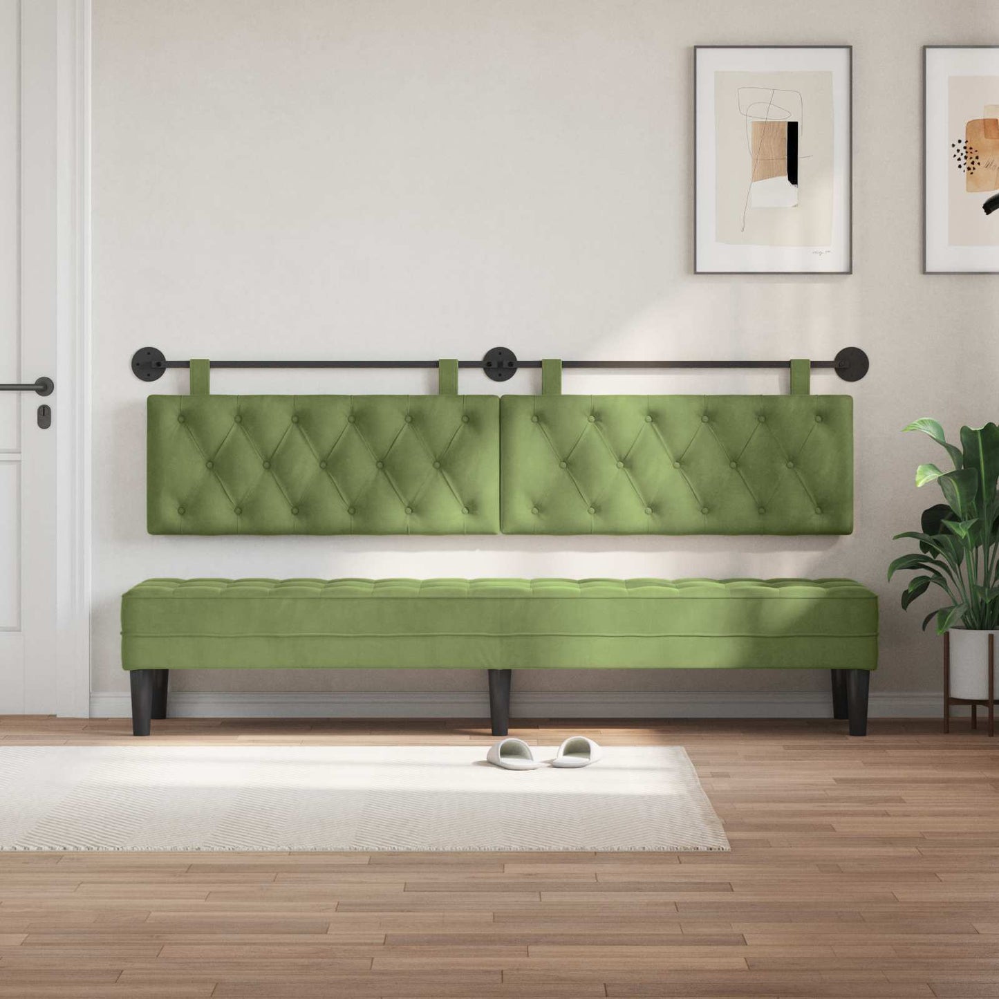 Testata appesa Verde chiaro 210 x 55 x 7 cm Velluto