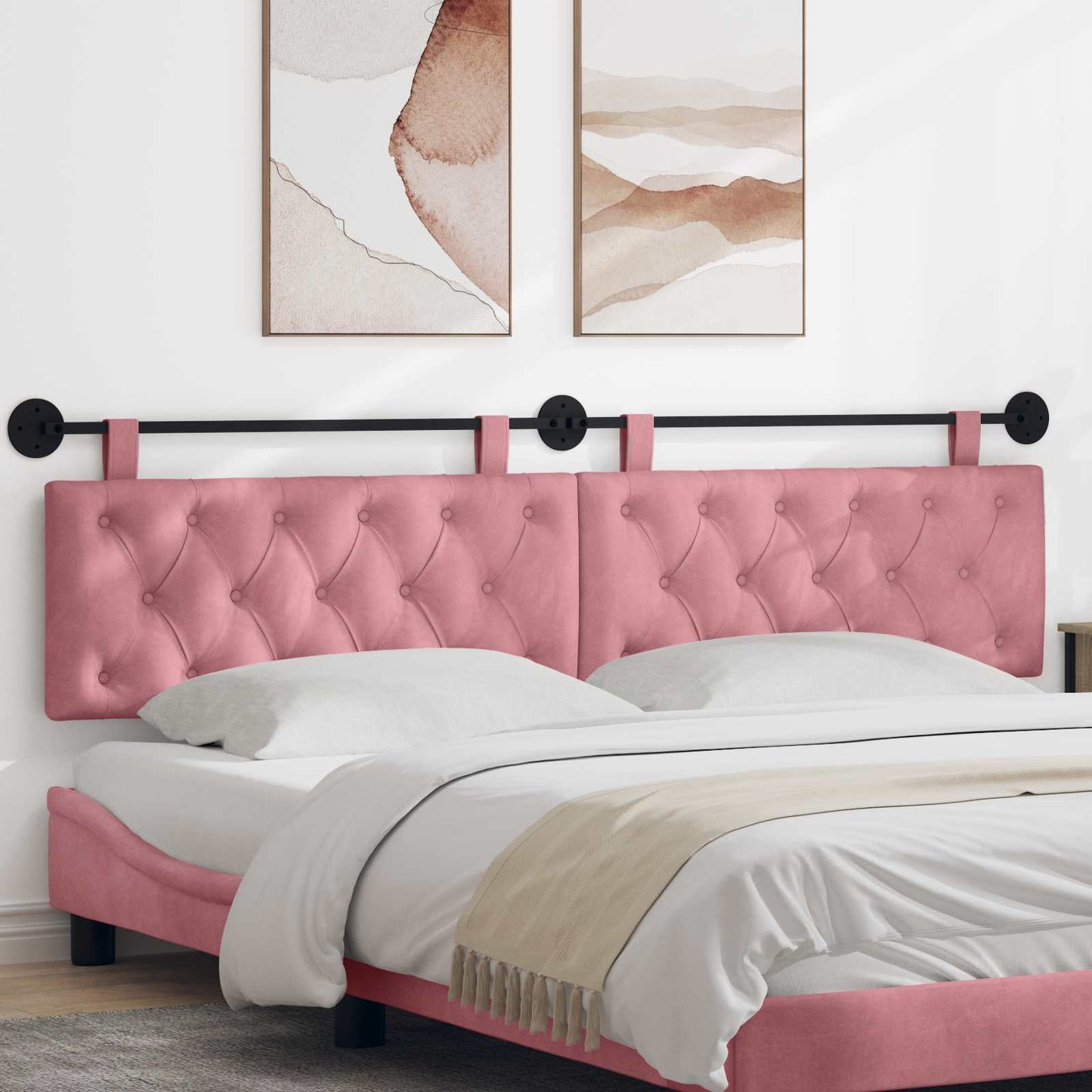 Testata appesa Montaggio a parete Rosa 210 x 55 x 7 cm Velluto