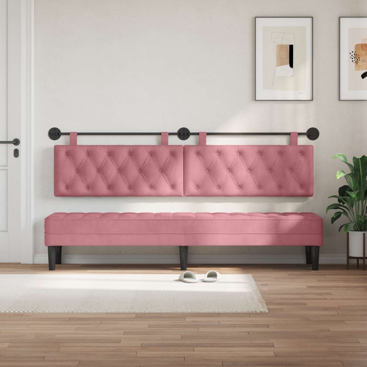 Testata appesa Montaggio a parete Rosa 210 x 55 x 7 cm Velluto