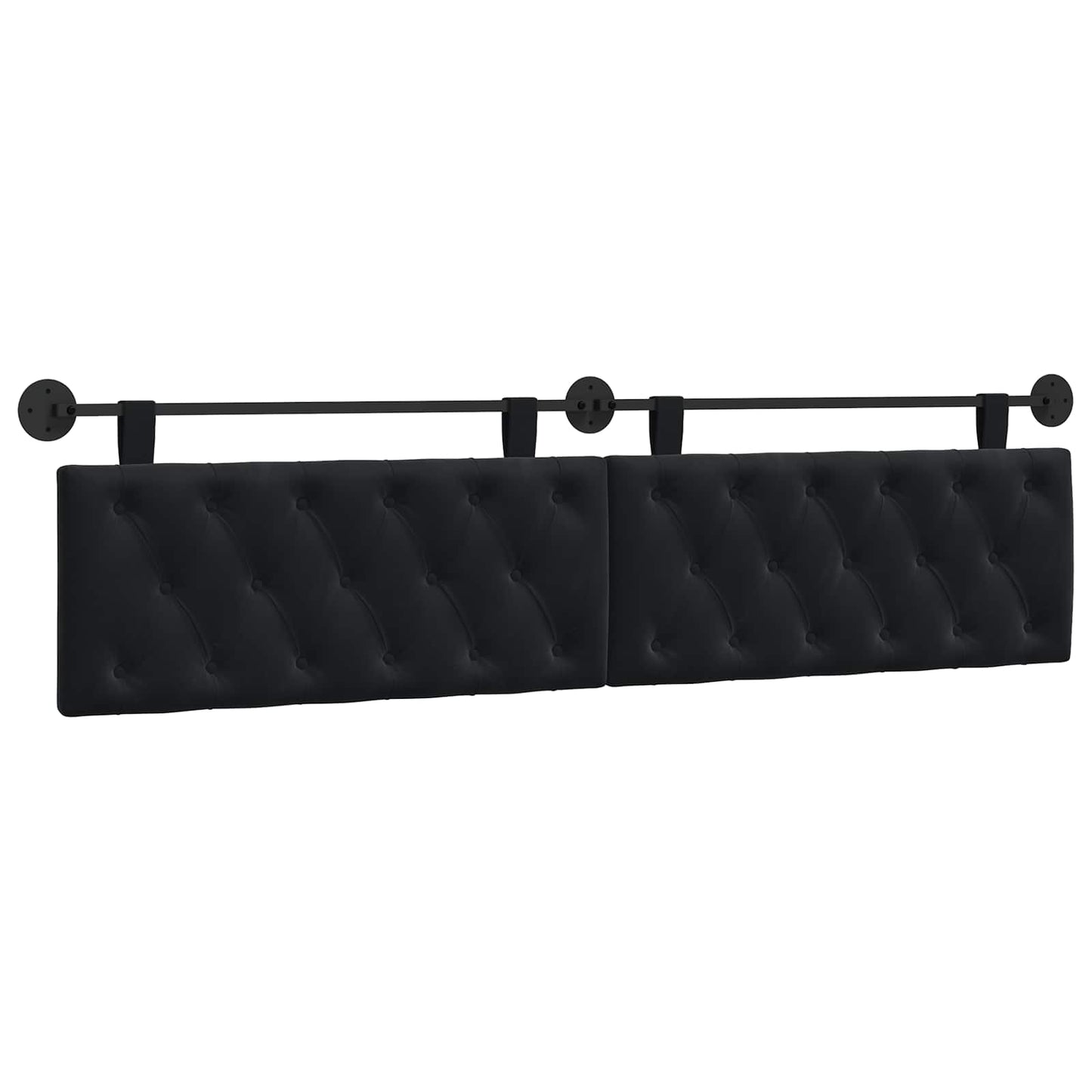 Testata appesa Montaggio a parete Nero 210 x 55 x 7 cm Velluto