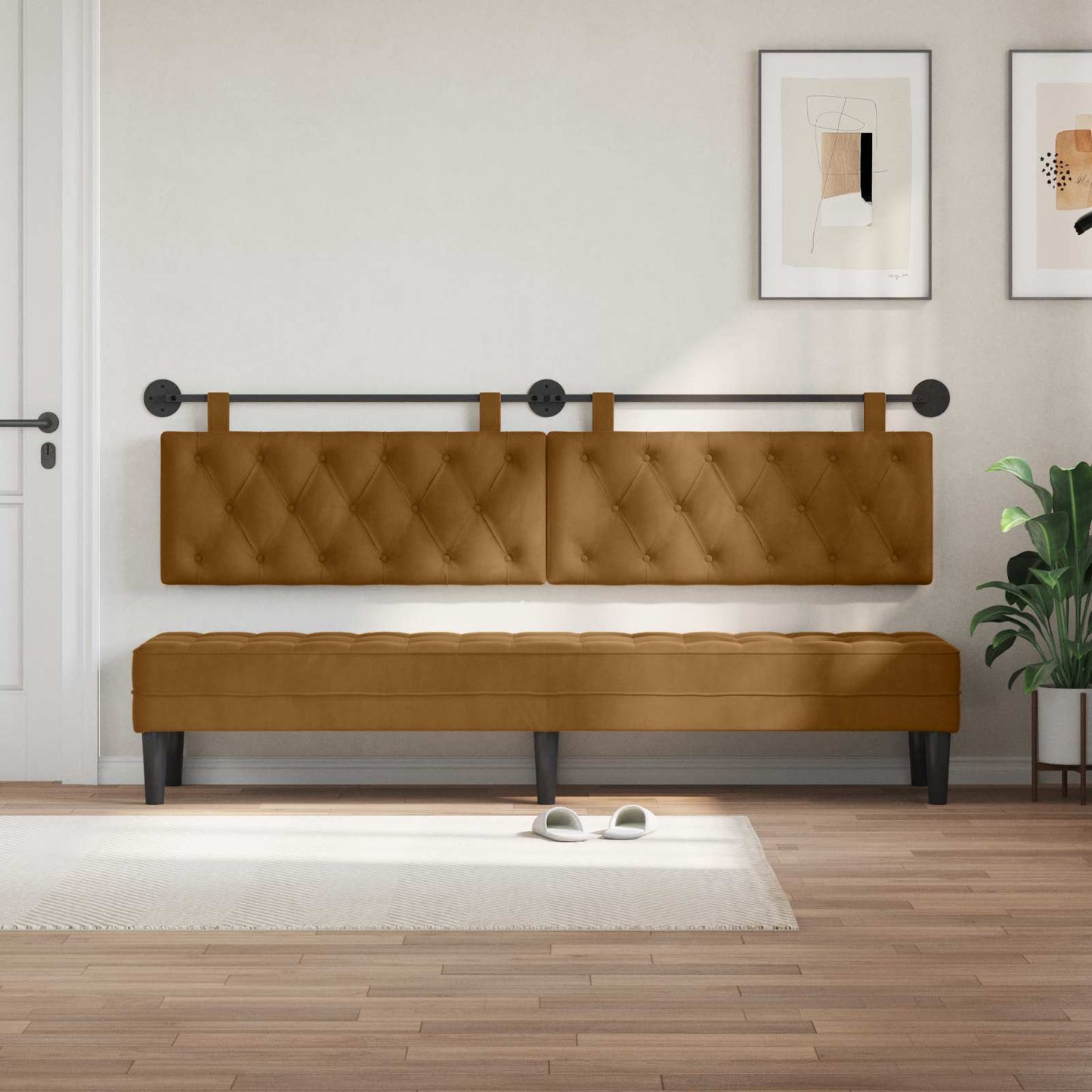 Testata appesa Marrone 210 x 55 x 7 cm Velluto
