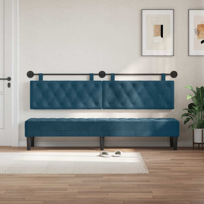 Testata appesa Montaggio a parete Blu 210 x 55 x 7 cm Velluto