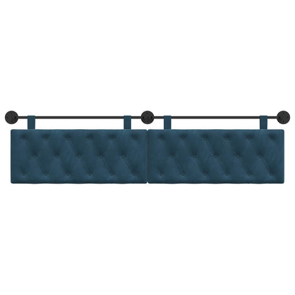 Testata appesa Montaggio a parete Blu 210 x 55 x 7 cm Velluto