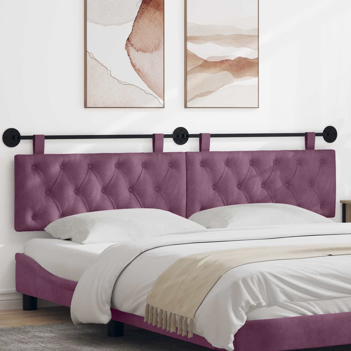 Testata appesa Montaggio a parete Viola 210 x 55 x 7 cm Velluto